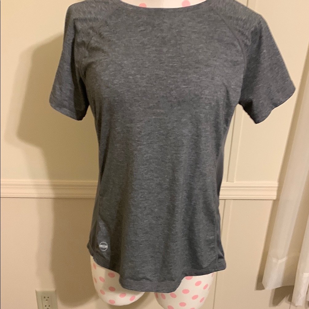 L-Rl Ralph Lauren Women's Workout Top Size Large Gray Like New Moisture Wicking
